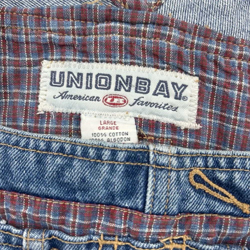 Vintage 90s Unionbay Kids L Denim Overalls Plaid Carpenter Grunge Boys Girls